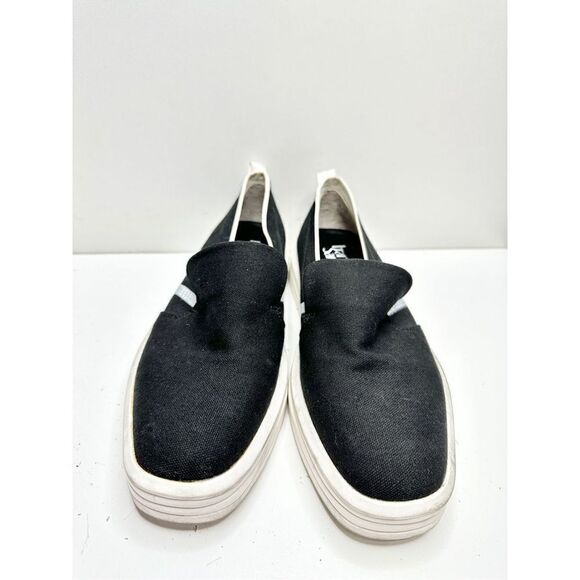 Franco Sarto Sneaker Women’s Size 8.5 Black White Canvas Slip On Style - Picture 5 of 8